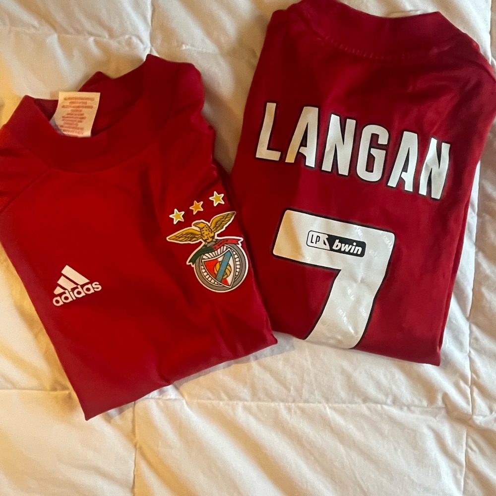 2 Adidas Kids Red Benfica Soccer Jersies- from Portugal